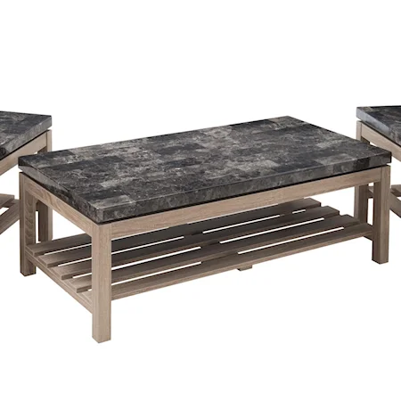 Transitional Coffee Table with Faux Marble Top